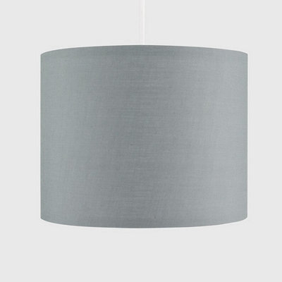 CGC Lighting Cgc Luxury Grey Cotton & Silver Round Pendant Drum Lamp Shade - image 1
