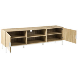 Wyld and Coco Nordicnest Tv Stand, Light Brown Mdf With Metal Legs, Fits Tvs Up To 54 Inches, Cable Management - thumbnail 5