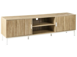 Wyld and Coco Nordicnest Tv Stand, Light Brown Mdf With Metal Legs, Fits Tvs Up To 54 Inches, Cable Management - thumbnail 3
