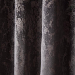 "Sundour Malmo Faux Distressed Velvet Charcoal Fully Lined Eyelet Curtain Pair 46X54""" - thumbnail 3