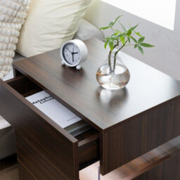 Abrihome Led Nightstands, Acrylic Board Led Bedside Tables For Bedroom End Table, With 3 Drawer Dresser, Walnut - thumbnail 4