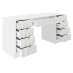 Tireno Bis Modern Grooved Drawer Desk In Sand Beige Finish Elegant Workspace Solution - thumbnail 2