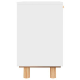 Berkfield Bedside Cabinet White Solid Wood Pine And Natural Rattan - thumbnail 6