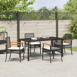 Walplus Garden Dining Set 5 Pcs Black Poly Rattan - thumbnail 4