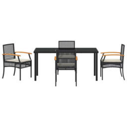 Walplus Garden Dining Set 5 Pcs Black Poly Rattan - thumbnail 7