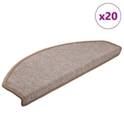 Berkfield Stair Mats 20 Pcs 65X24X4 Cm Light Brown Half Round Large