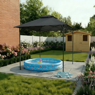 Home Source Pop-Up Outdoor Bbq Gazebo Shelter Black Steel Frame Water-Resistant - image 1