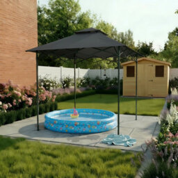 Home Source Pop-Up Outdoor Bbq Gazebo Shelter Black Steel Frame Water-Resistant - thumbnail 1