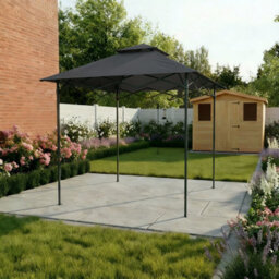Home Source Pop-Up Outdoor Bbq Gazebo Shelter Black Steel Frame Water-Resistant - thumbnail 2