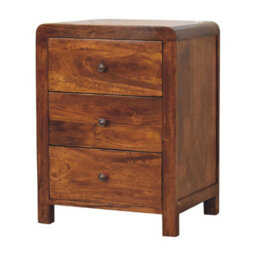 Wyld Haus Thai 3-Drawer Mango Wood Bedside Table In Chestnut Finish - thumbnail 3