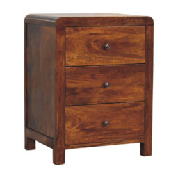 Wyld Haus Thai 3-Drawer Mango Wood Bedside Table In Chestnut Finish - thumbnail 4