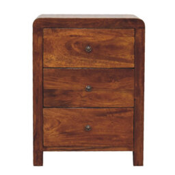 Wyld Haus Thai 3-Drawer Mango Wood Bedside Table In Chestnut Finish - thumbnail 2