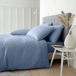 Catherine Lansfield Bedding Brushed Cotton Duvet Cover Set With Pillowcases Lansfield Blue