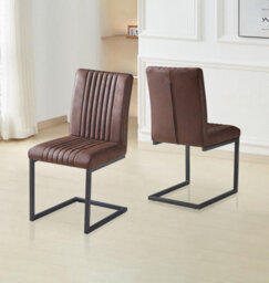 Hallowood Furniture Cullompton Dining Chairs (Cha03) With Leather Effect X 2