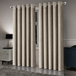Oxford Homeware Eyelet Linen Effect Curtains Mink Fully Lined 100% Blackout Thermal Insulated Curtains Pair (W)168Cmx(L)228Cm - thumbnail 1