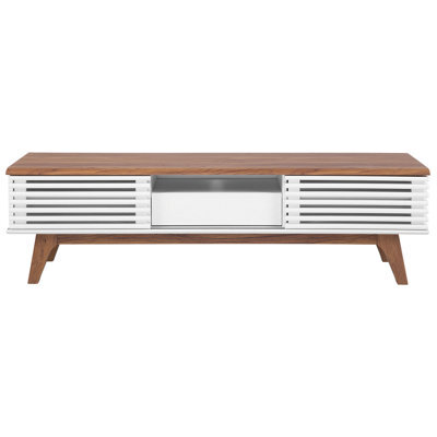 Beliani Tv Stand White Matt Finish Supports Tvs Up To 67 Inches, 149Cm Wide, Five Shelves With Drawers - image 1