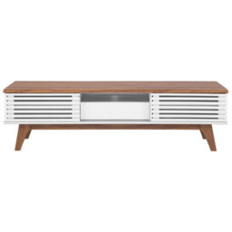 Beliani Tv Stand White Matt Finish Supports Tvs Up To 67 Inches, 149Cm Wide, Five Shelves With Drawers - thumbnail 1