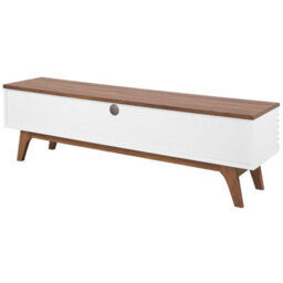 Beliani Tv Stand White Matt Finish Supports Tvs Up To 67 Inches, 149Cm Wide, Five Shelves With Drawers - thumbnail 6