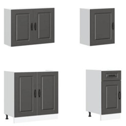 Berkfield 7 Piece Kitchen Cabinet Set Kalmar Black Engineered Wood - thumbnail 4