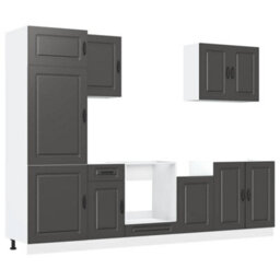 Berkfield 7 Piece Kitchen Cabinet Set Kalmar Black Engineered Wood - thumbnail 2