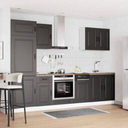 Berkfield 7 Piece Kitchen Cabinet Set Kalmar Black Engineered Wood - thumbnail 3