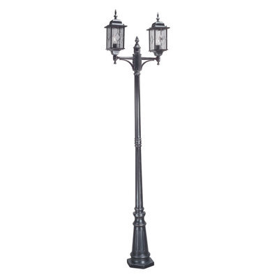 Luminosa Lighting Elstead Wexford 2 Light Outdoor Lamp Post Black Silver Ip43, E27 - image 1