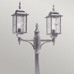 Luminosa Lighting Elstead Wexford 2 Light Outdoor Lamp Post Black Silver Ip43, E27 - thumbnail 2