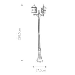 Luminosa Lighting Elstead Wexford 2 Light Outdoor Lamp Post Black Silver Ip43, E27 - thumbnail 5