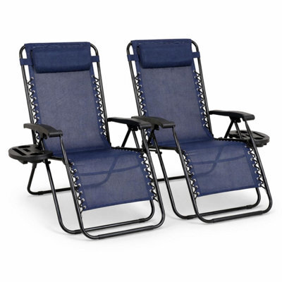 Straame Zero Gravity Chairs Set Of 2,folding Reclining Garden Textilene Outdoor Chair, Lockable 170 Sun Loungers For Steel Frame