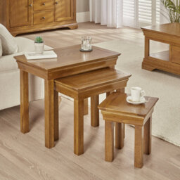 The Furniture Market French Louis Oak Nest Of 3 Side Tables - thumbnail 4