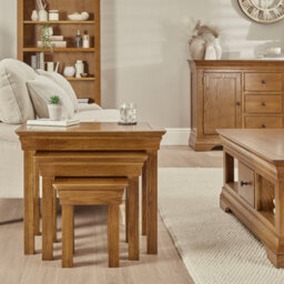 The Furniture Market French Louis Oak Nest Of 3 Side Tables - thumbnail 5
