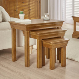 The Furniture Market French Louis Oak Nest Of 3 Side Tables