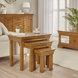 The Furniture Market French Louis Oak Nest Of 3 Side Tables - thumbnail 2