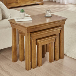 The Furniture Market French Louis Oak Nest Of 3 Side Tables - thumbnail 3