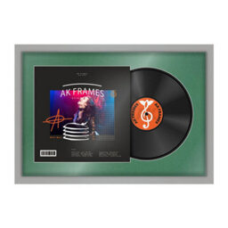 "AK Frames 25X17"" Light Grey Modern Vinyl Record Frame With Emerald Mount For 12 Inch Lp Cover & Disc - Overlapped Design" - thumbnail 1