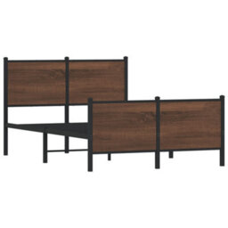 Berkfield Metal Bed Frame Without Mattress Brown Oak 120X200 Cm - thumbnail 3