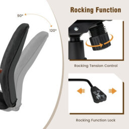 Costway Velvet Leisure Chair Adjustable Swivel Home Office Chair Rolling Computer Chair Black - thumbnail 8