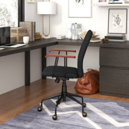 Costway Velvet Leisure Chair Adjustable Swivel Home Office Chair Rolling Computer Chair Black - thumbnail 3