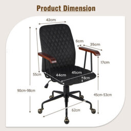 Costway Velvet Leisure Chair Adjustable Swivel Home Office Chair Rolling Computer Chair Black - thumbnail 2