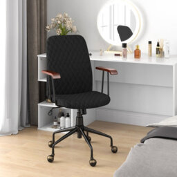 Costway Velvet Leisure Chair Adjustable Swivel Home Office Chair Rolling Computer Chair Black - thumbnail 4