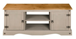 Mews Corona Grey Flat Screen Tv Stand 2 Door Television Cabinet Solid Wood Pine Unit