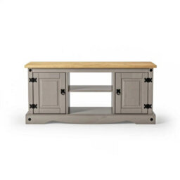 Mews Corona Grey Flat Screen Tv Stand 2 Door Television Cabinet Solid Wood Pine Unit - thumbnail 4