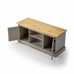 Mews Corona Grey Flat Screen Tv Stand 2 Door Television Cabinet Solid Wood Pine Unit - thumbnail 3