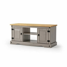Mews Corona Grey Flat Screen Tv Stand 2 Door Television Cabinet Solid Wood Pine Unit - thumbnail 6