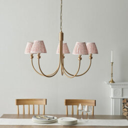 Loops Stylish Brushed Aged Brass Ceiling Pendant Light With Peachy Keen Shades - thumbnail 3