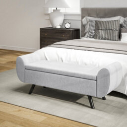 Wyld Haus Nesama Linen Light Grey Lift-Top Storage Bench With Armrests, L132 X D42 X H50Cm - thumbnail 9