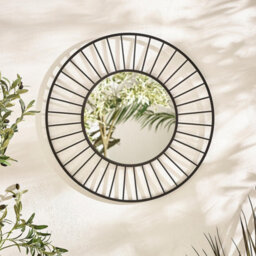Furniturebox Uk Raya Black Medium Round Spoke 70Cm Garden Mirror - thumbnail 2