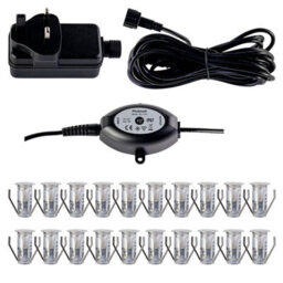First Choice Lighting Set Of 20 - 15mm Ip67 Cool White Led Decking Kit With Photocell - thumbnail 1