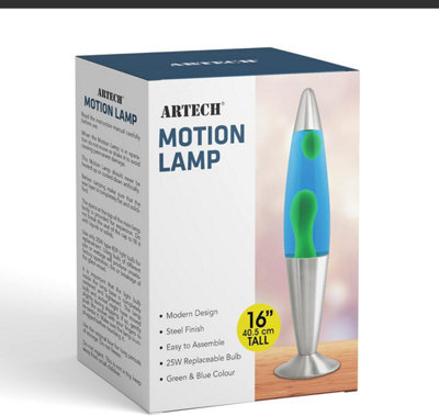 Trendi 16 Inch Motion Lava Lamp Aluminium Base Relaxation Mood Light Green Wax Blue Liquid - image 1