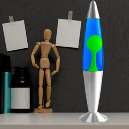 Trendi 16 Inch Motion Lava Lamp Aluminium Base Relaxation Mood Light Green Wax Blue Liquid - thumbnail 2